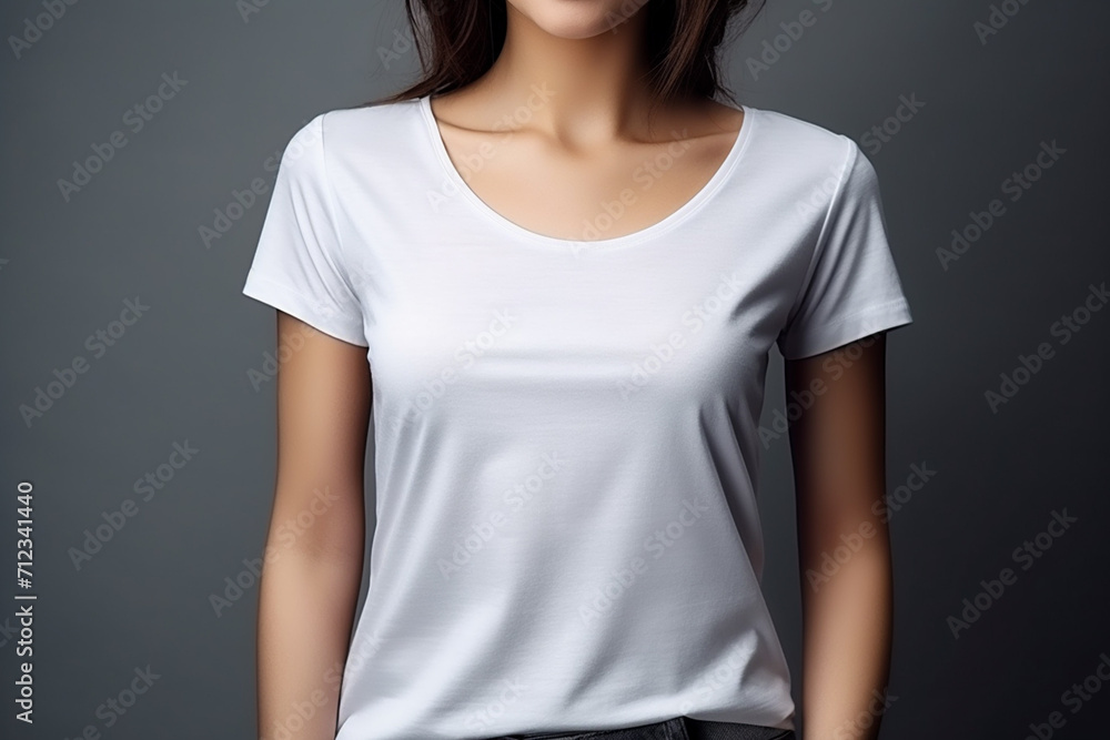 Woman in White Tshirt Mockup created with Generative AI Woman in White Tshirt Mockup created with Generative AI