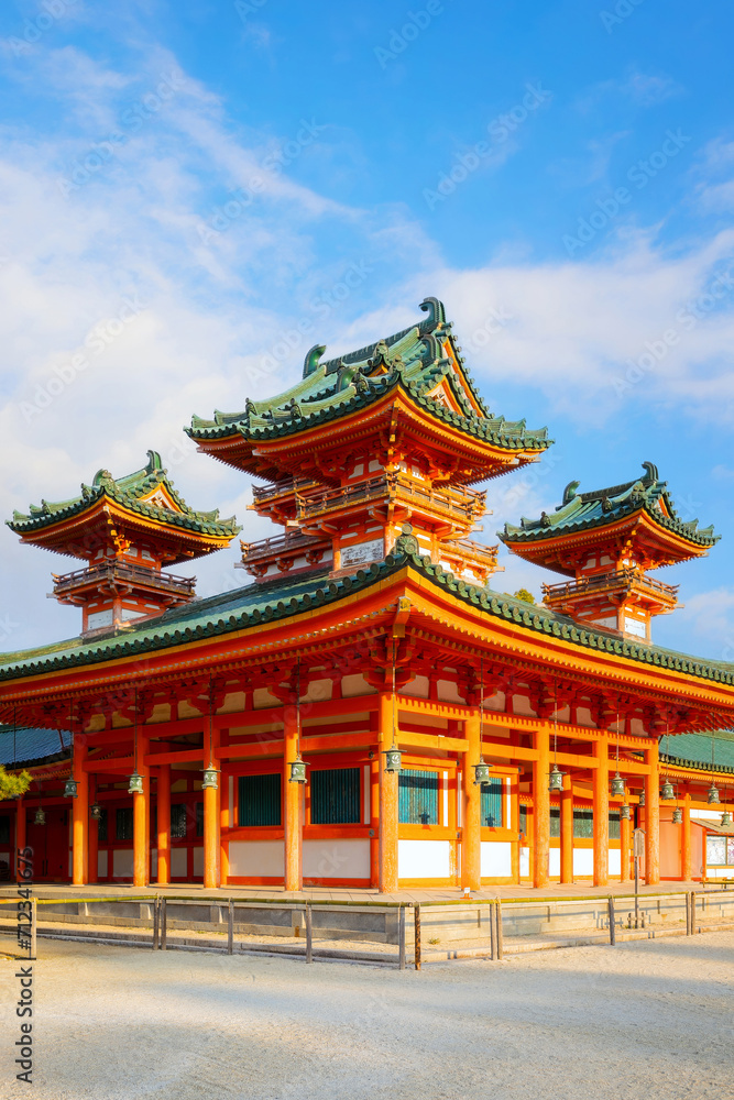 Heian Shrine built on the occasion of 1100th anniversary of the capital's foundation in Kyoto, dedicated to the spirits of the first and last emperors who reigned the city