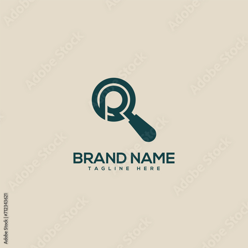 Alphabet letter R find symbol logo icon design template vector elements