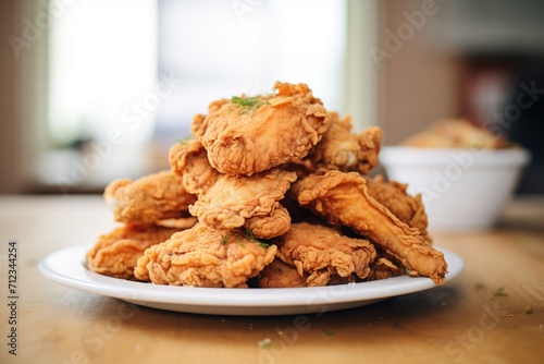 piled high fried chicken fillets