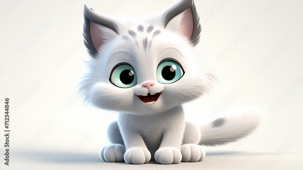 Fototapeta premium white cat with a smile cartoon