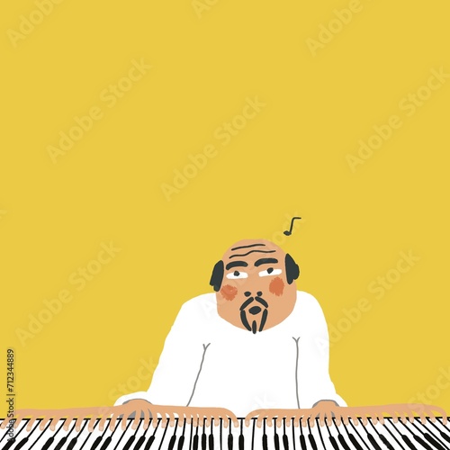 piano player with many fingers