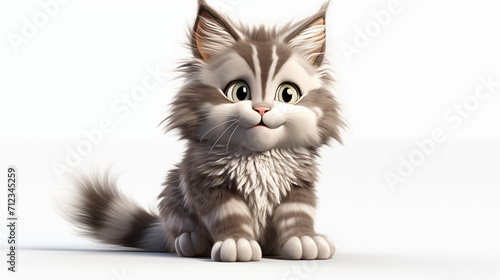 maine coon kitten isolated on white background cartoon  photo
