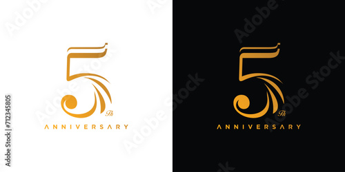 Modern and elegant number 5 logo design