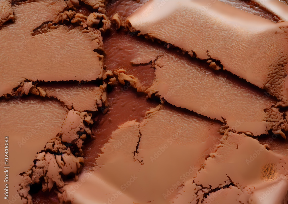 The surface of a tasty tempting chocolate ice cream tub, adorned with enticing cracks revealing its luscious interior. Overhead shot. Amazing texture.
The surface of a tasty tempting chocolate ice cream tub, adorned with enticing cracks revealing its luscious interior. Overhead shot. Amazing texture.
