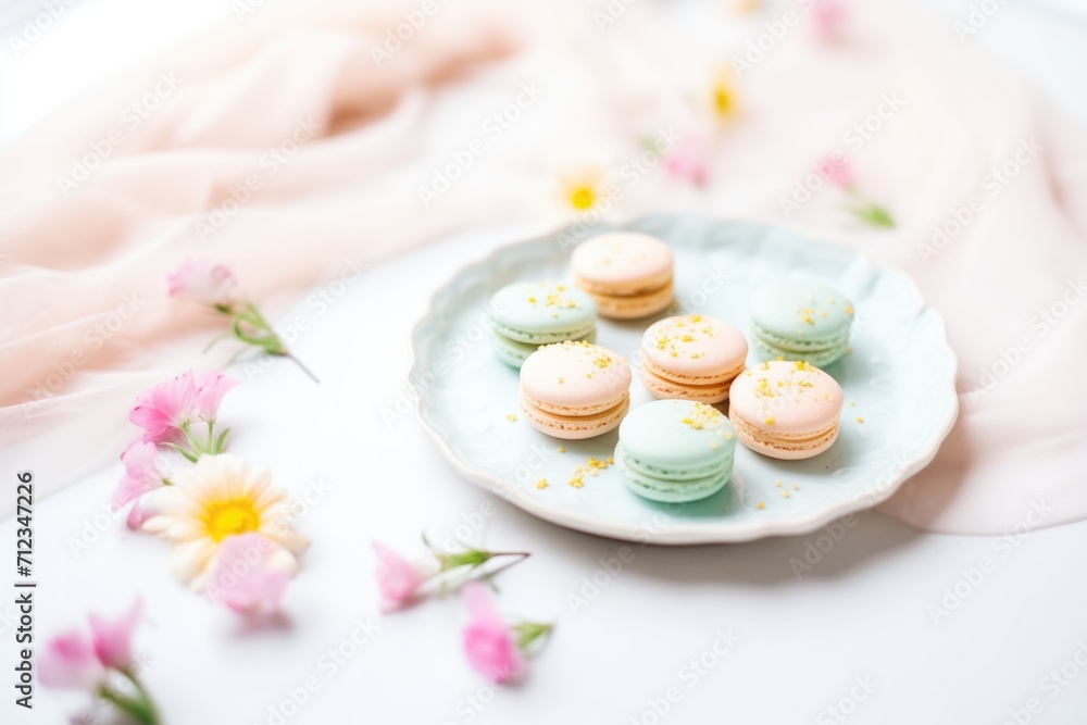 frozen macarons on a chilled plate with frost details