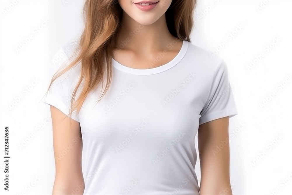 Woman in White Tshirt Mockup created with Generative AI Woman in White Tshirt Mockup created with Generative AI