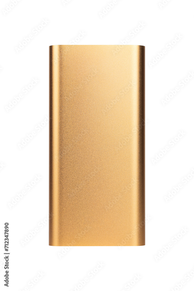 power bank in gold metal case isolated from background power bank in gold metal case isolated from background