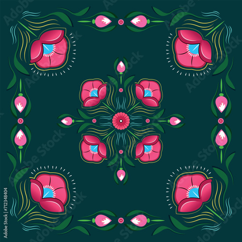 A set of floral borders with a border of flowers Colorful Rickshaw painting