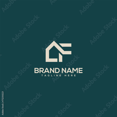 Alphabet letter F house symbol logo icon design template vector elements.