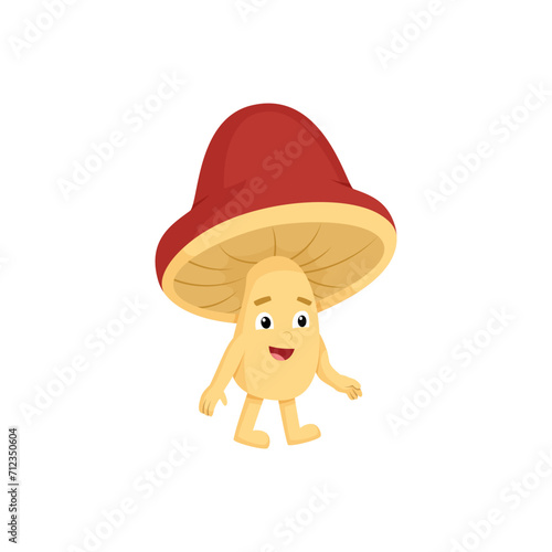 Mushroom Cartoon Character Waving Hand Vector Illustration