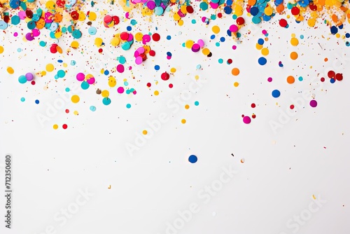 Party fun decor, colorful confetti on white background
