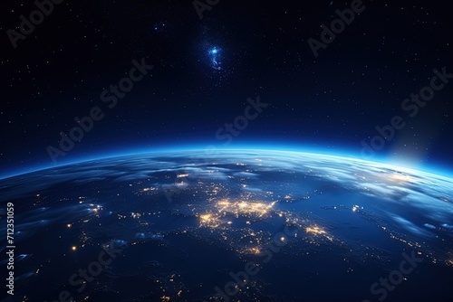 View of blue planet earth in space 3d rendering 