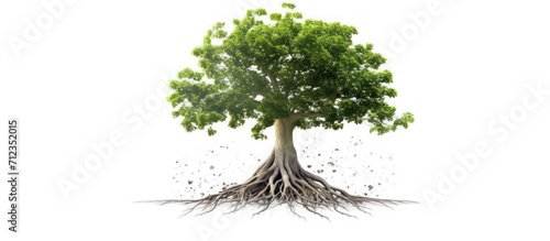3D illustration of tree with roots isolated white background photo