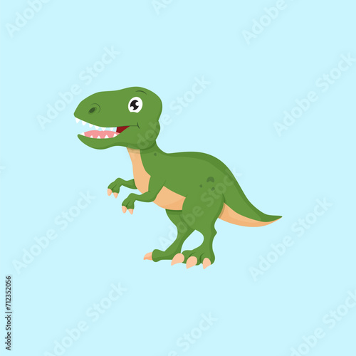 Cute Little Green T rex Dinosaur Vector Illustration 