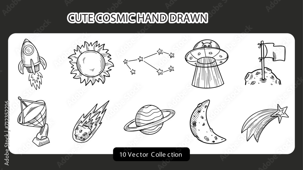 Cute Cosmic Hand Drawn Set