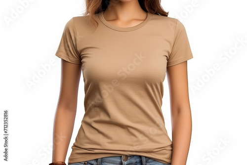 Woman in White Tshirt Mockup created with Generative AI