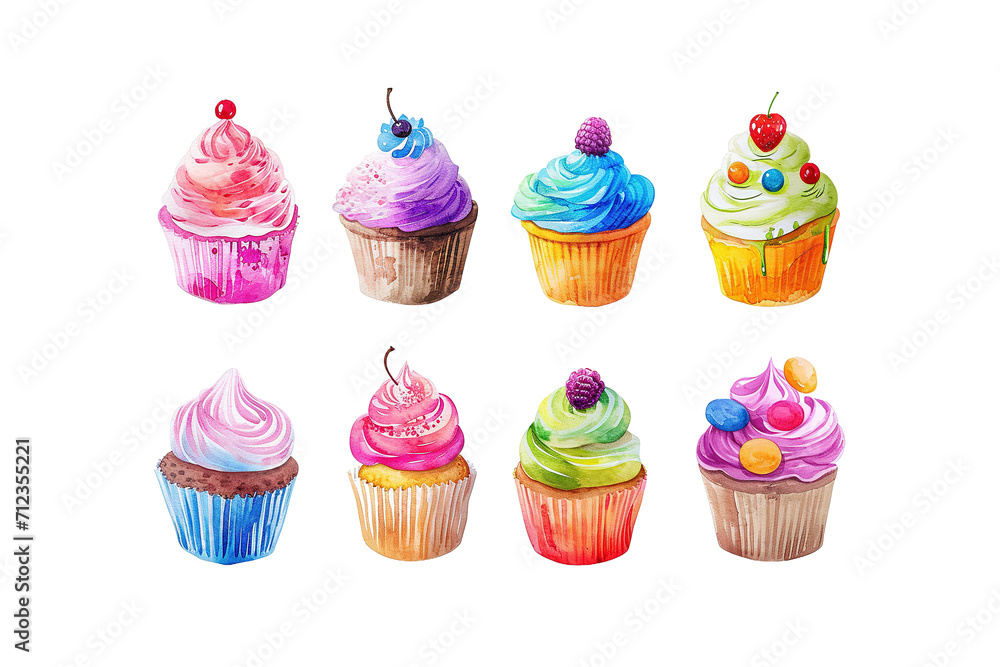 watercolor  cute cup cake