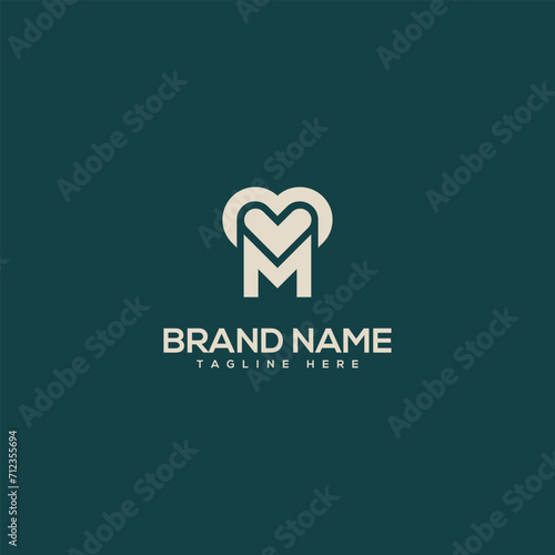 Alphabet letter M heart symbol logo icon design template vector elements.