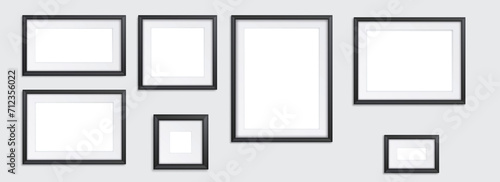 Realistic photo frames in mockup style.