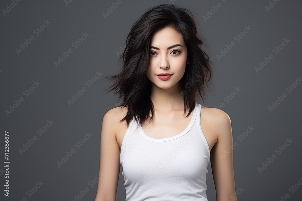 Woman in White Tshirt Mockup created with Generative AI Woman in White Tshirt Mockup created with Generative AI