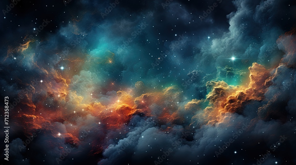 Abstract Dreamy Background Wallpaper Template of Nebula Sparkling Stars Stardust Galaxy Space Universe Astro Cosmos Milky Way Myth Mythology Heaven Spiritual Energy Fantasy Colorful Tone 16:9 