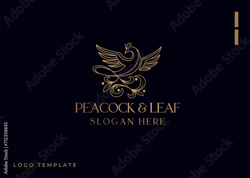 Luxurious peacock bird logo icon design template flat vector