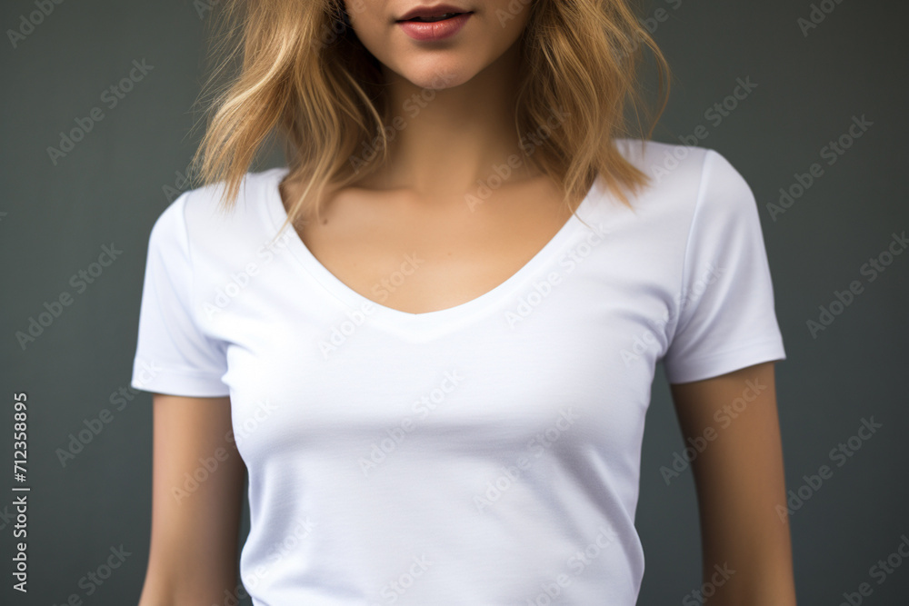 Woman in White Tshirt Mockup created with Generative AI Woman in White Tshirt Mockup created with Generative AI