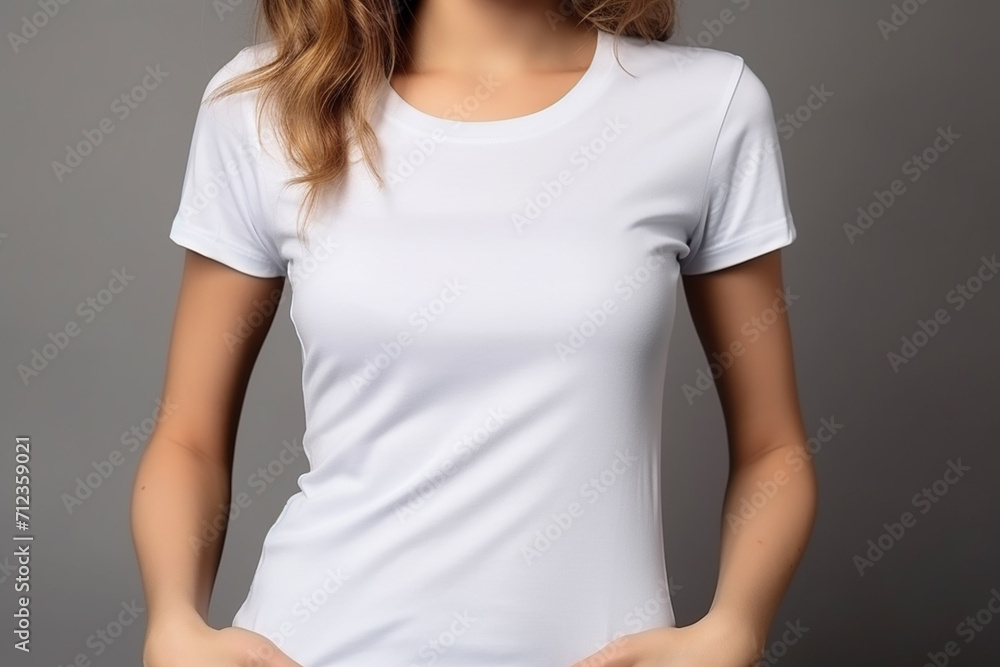 Woman in White Tshirt Mockup created with Generative AI