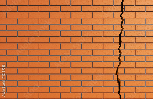 brick wall with a crack. 3D model