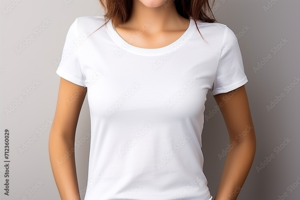 Woman in White Tshirt Mockup created with Generative AI Woman in White Tshirt Mockup created with Generative AI