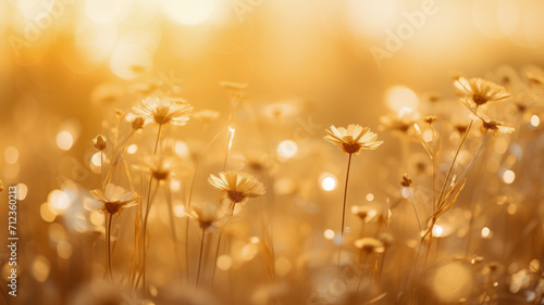 Golden hour glow over delicate wildflowers