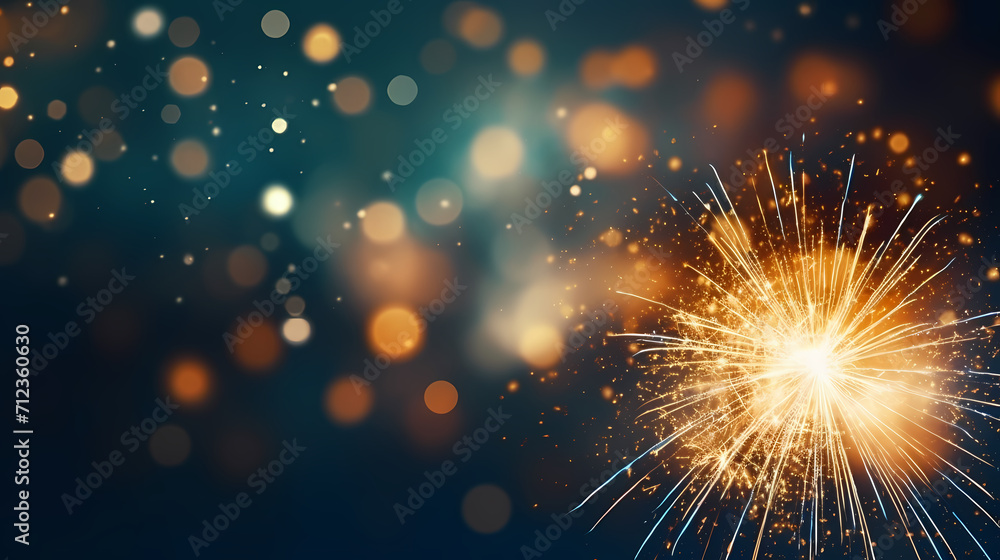 Fototapeta premium Beautiful fireworks background at night for holiday decoration