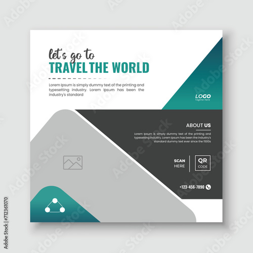 Travel and tour social media post agency banner design template