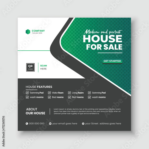 Home for sale and Modern social media post cover design template