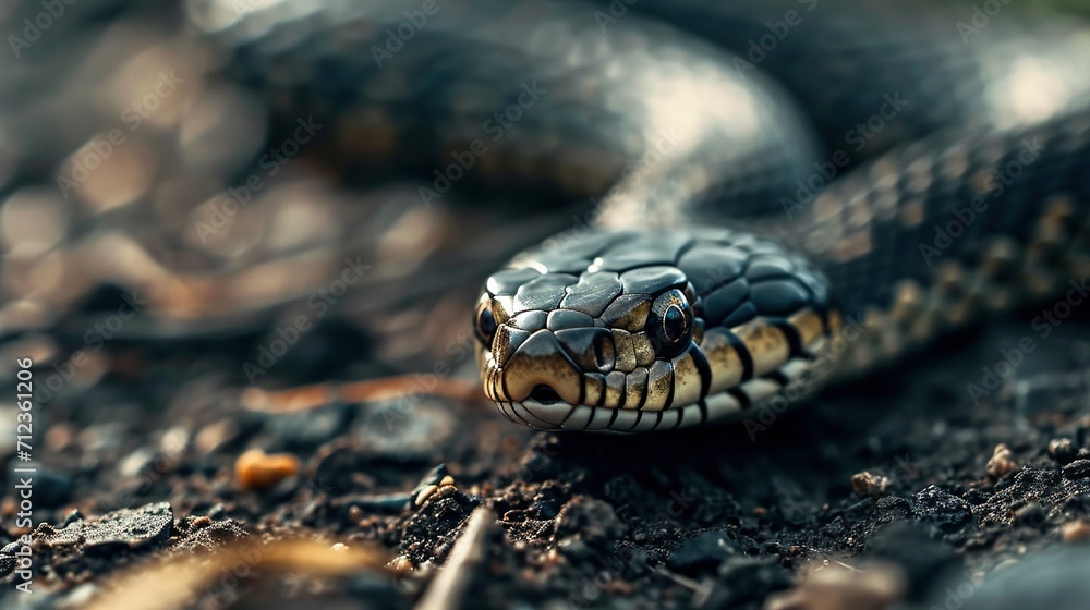 The snake slithers along the ground. Created with Generative Ai technology. The snake slithers along the ground. Created with Generative Ai technology.