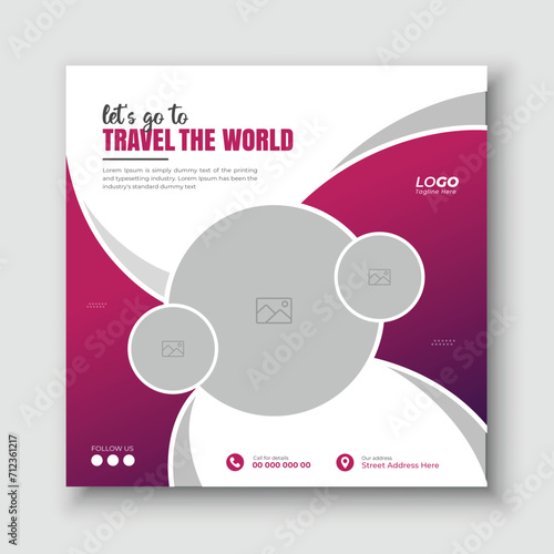 Travel and tour social media post agency banner design template