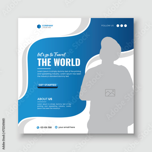 Travel and tour social media post agency banner design template