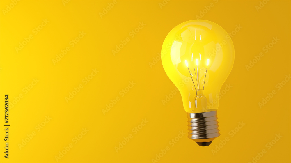 light bulb floating on yellow background