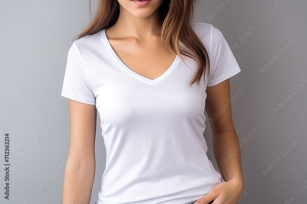 Woman in White Tshirt Mockup created with Generative AI Woman in White Tshirt Mockup created with Generative AI