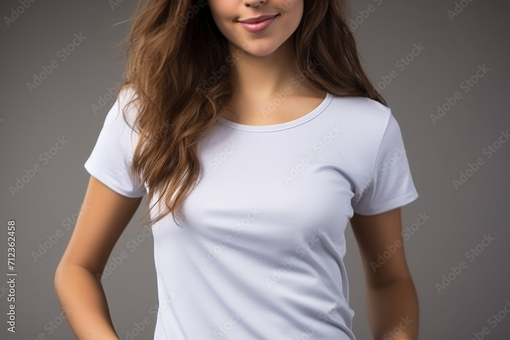 Woman in White Tshirt Mockup created with Generative AI Woman in White Tshirt Mockup created with Generative AI