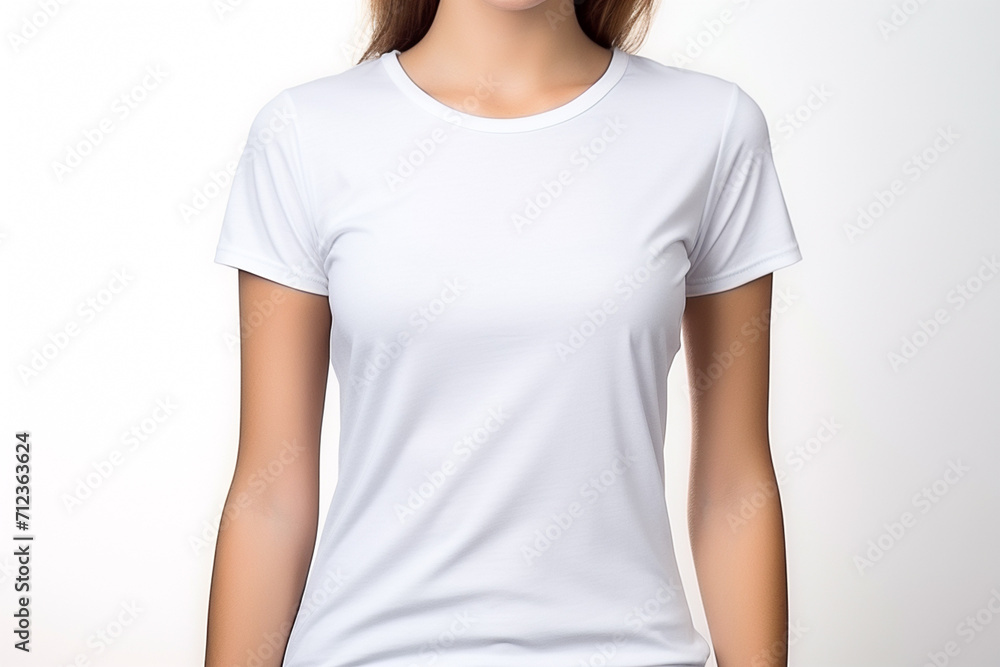 Woman in White Tshirt Mockup created with Generative AI Woman in White Tshirt Mockup created with Generative AI