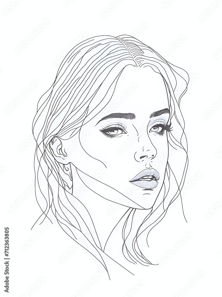 Beautiful girl sketch. AI generated illustration