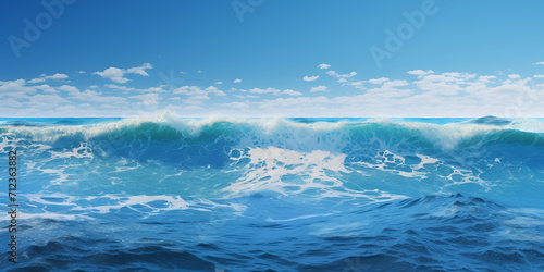 Blue ocean water copy space blurred background