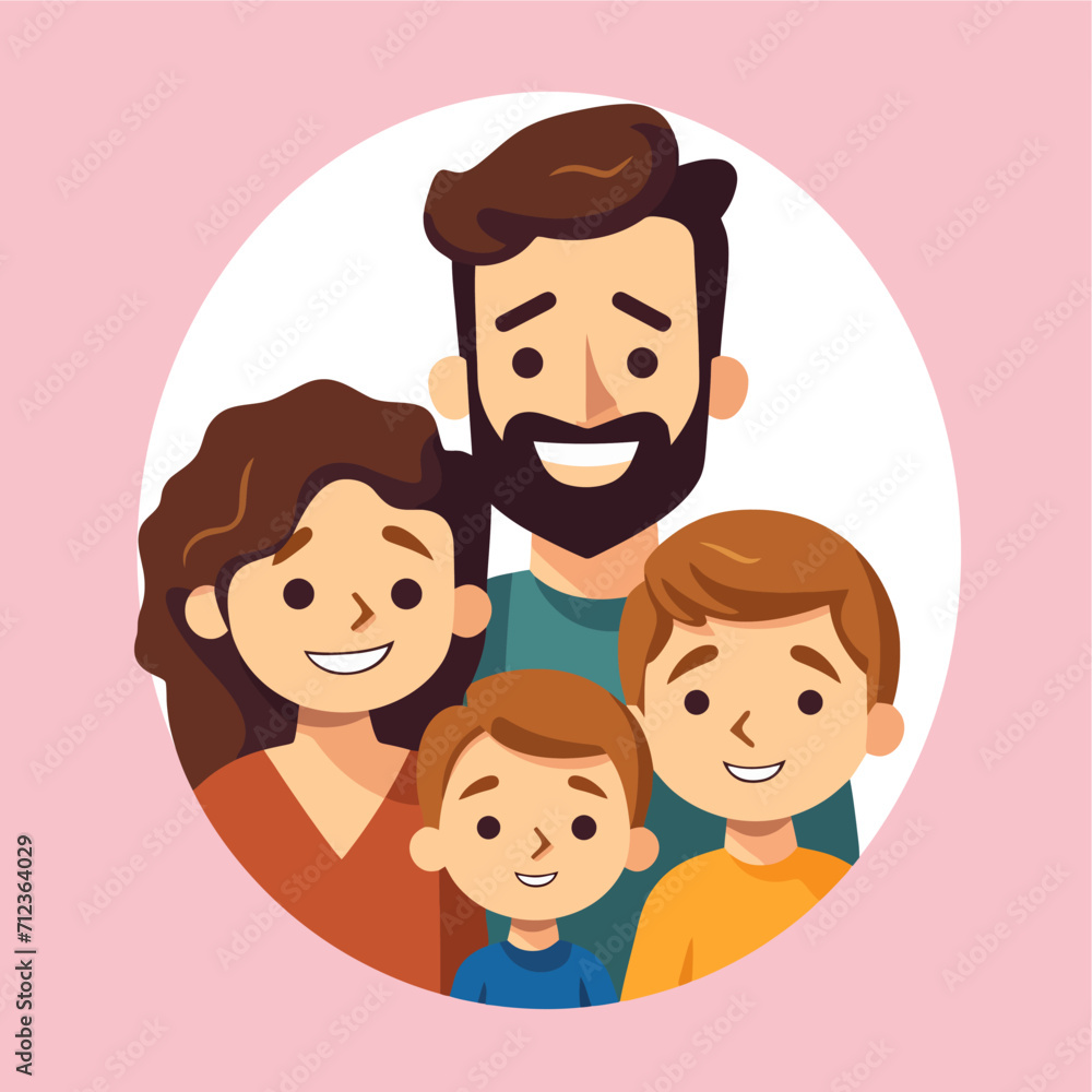 Happy Family Flat Vector Illustration Happy Family Flat Vector Illustration