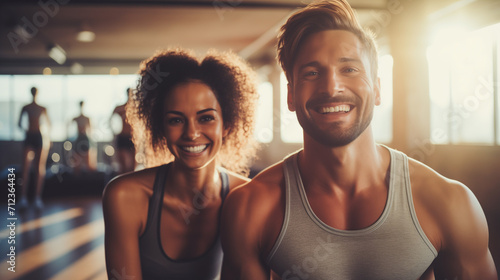 Athletic young couple at the gym 