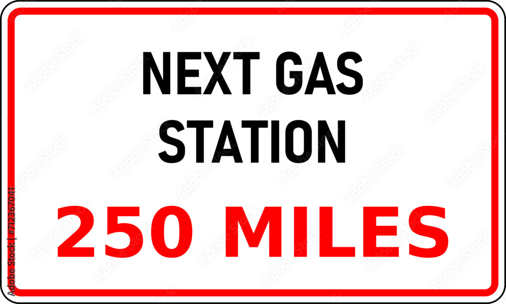Vector graphic of road sign showing the next internal combustion (ice) fuel station is 250 miles away. Useful for journey planning Vector graphic of road sign showing the next internal combustion (ice) fuel station is 250 miles away. Useful for journey planning
