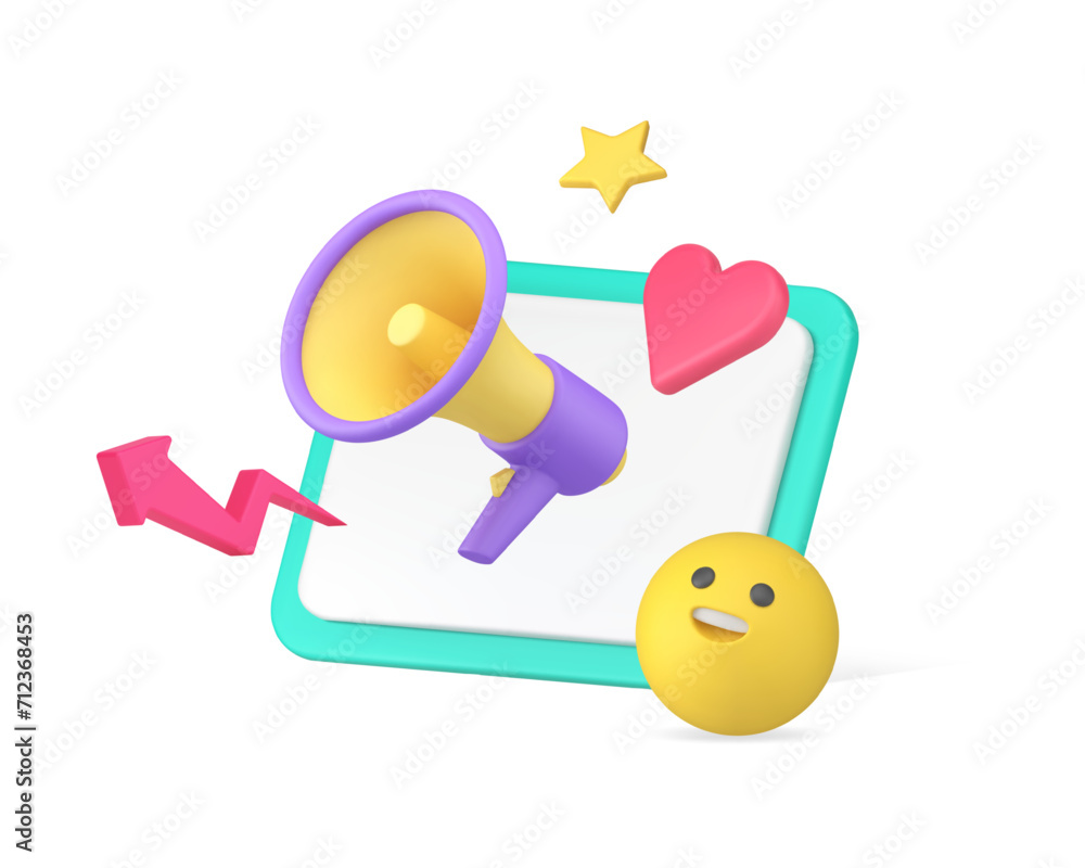 Social media marketing internet advertising campaign SEO optimization 3d icon realistic vector Social media marketing internet advertising campaign SEO optimization 3d icon realistic vector