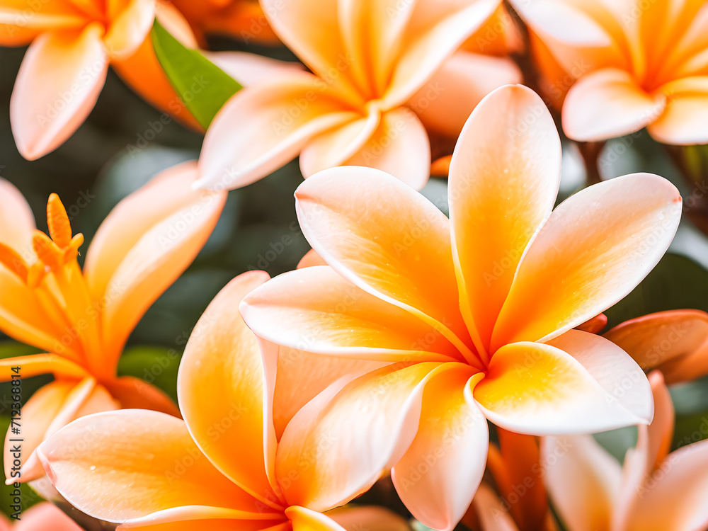 Close up of orange Frangipani flowers, Thailand. (Selective focus) Close up of orange Frangipani flowers, Thailand. (Selective focus)