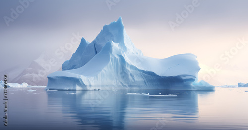 Majestic iceberg in serene arctic waters during twilight